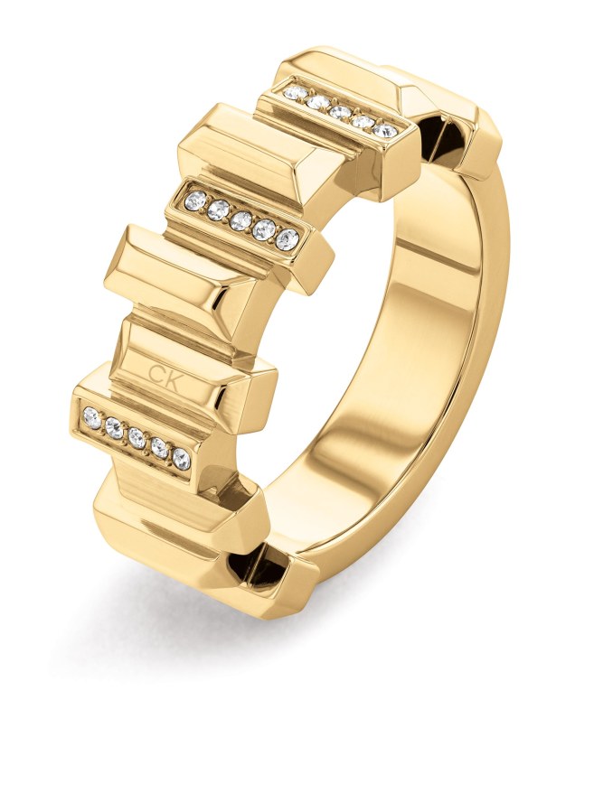 Calvin Klein Stylový pozlacený prsten s krystaly Luster 35000333 52 mm - Prsteny Prsteny s kamínkem