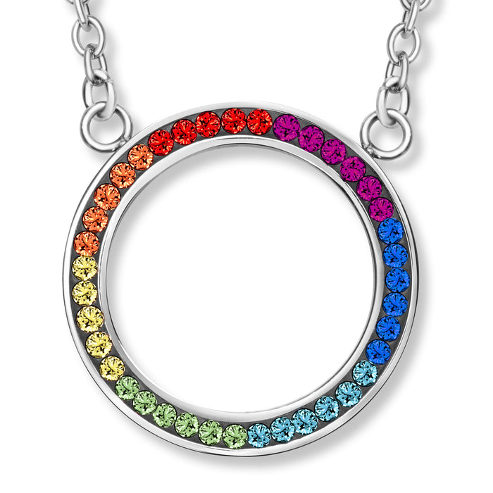CRYSTalp Barevný ocelový náhrdelník s krystaly Rainbow Chakra 30394.MLT.E