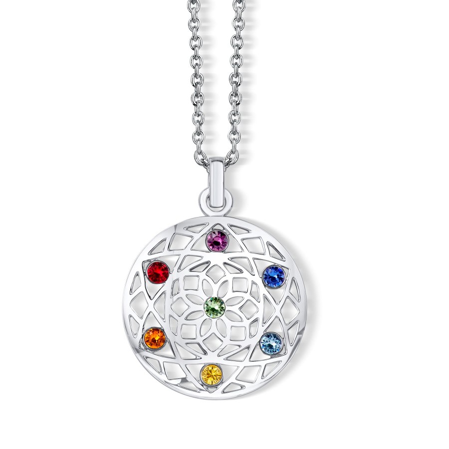 CRYSTalp Stylový náhrdelník s krystaly Chakra Flower 30091.MLT.R - Náhrdelníky