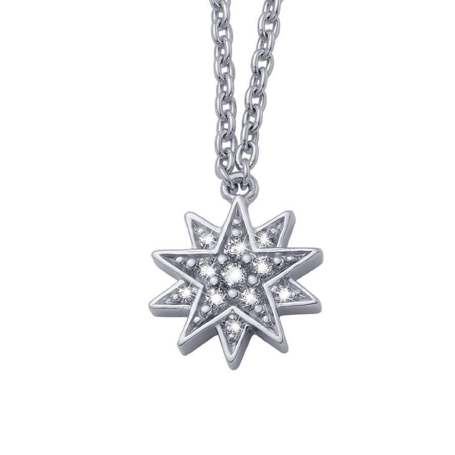 CRYSTalp Třpytivý stříbrný náhrdelník Hvězda s krystaly Sisy 32134.S - Náhrdelníky