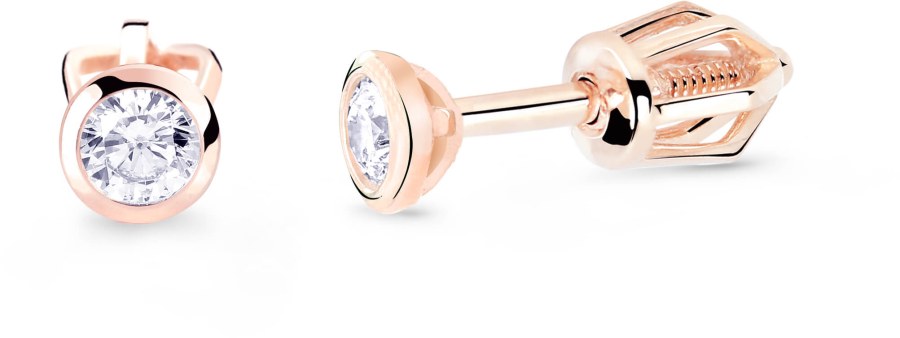 Cutie Diamonds Minimalistické peckové náušnice z růžového zlata s brilianty DZ8007-30-00-X-4 - Náušnice Pecky