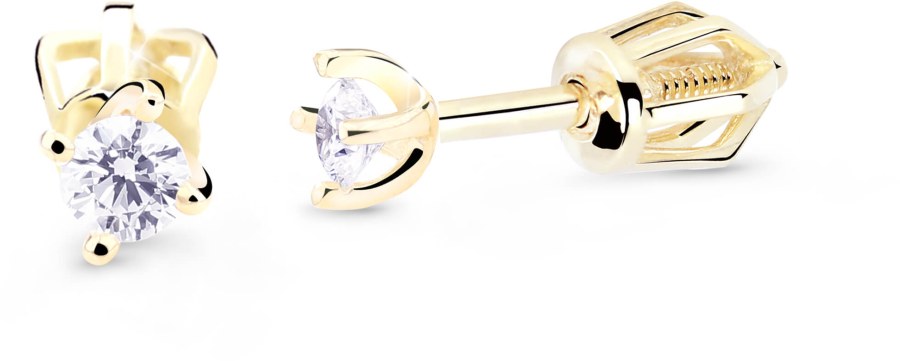 Cutie Diamonds Minimalistické peckové náušnice ze žlutého zlata s brilianty DZ8014-30-00-X-1 - Náušnice Pecky