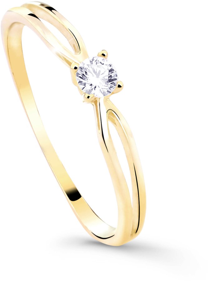 Cutie Diamonds Třpytivý zásnubní prsten ze žlutého zlata s briliantem DZ8027-00-X-1 58 mm - Prsteny Prsteny s kamínkem