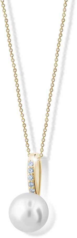 Cutie Jewellery Exkluzivní přívěsek ze žlutého zlata s pravou perlou a zirkony Z6309-3166-40-10-X-1 - Přívěsky a korálky