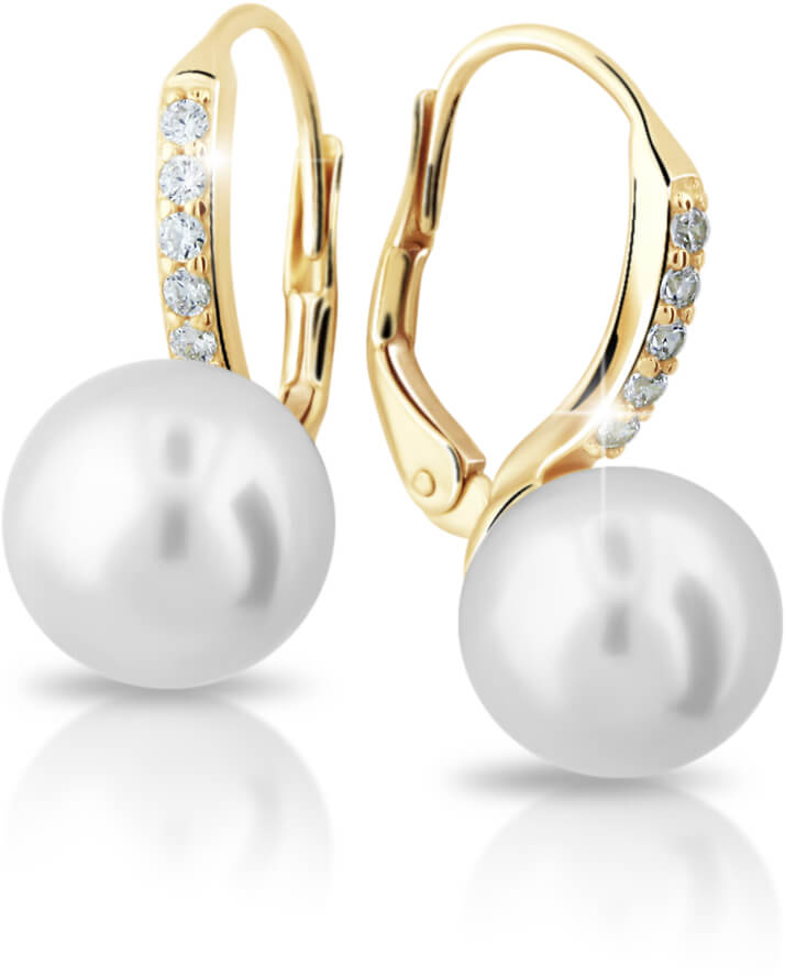 Cutie Jewellery Exkluzivní zlaté náušnice s pravými perlami a zirkony Z6432-3122-50-10-X-1 - Náušnice Visací náušnice