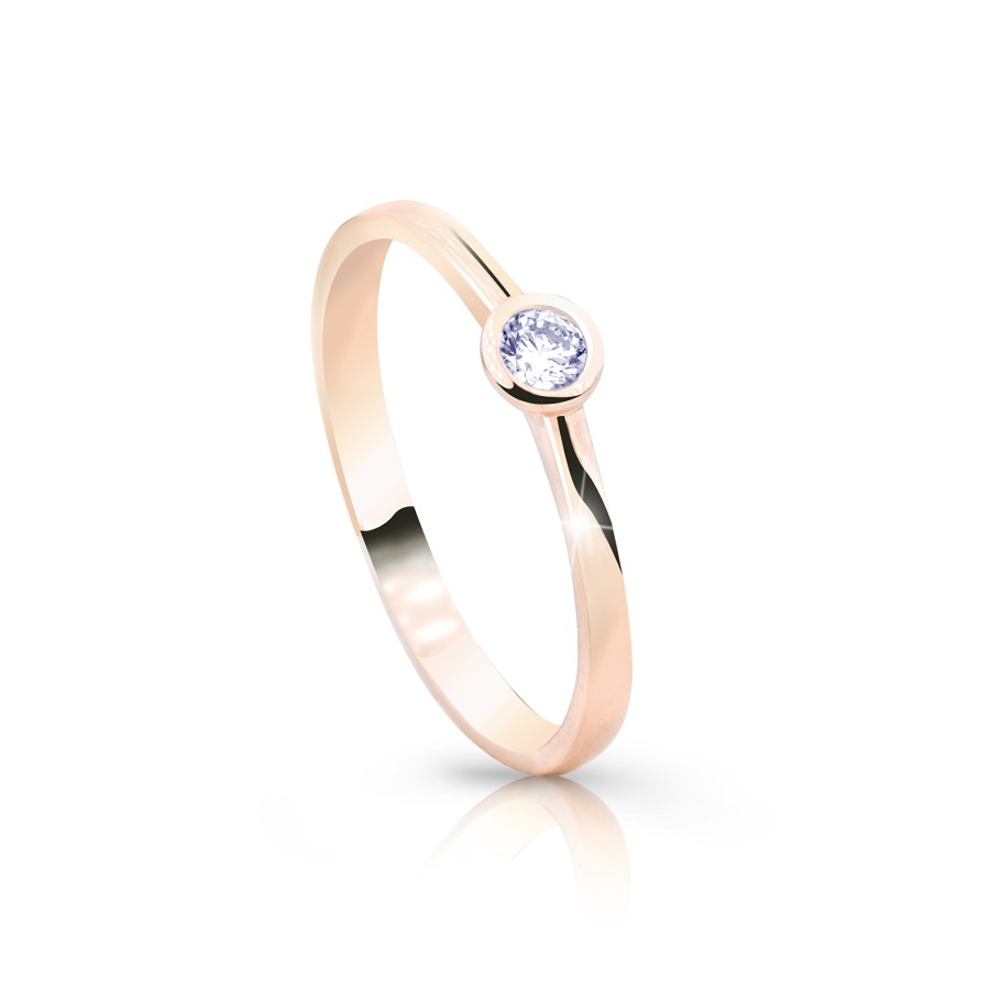 Cutie Jewellery Jemný třpytivý prsten z růžového zlata Z8006-10-X-4 49 mm - Prsteny Prsteny s kamínkem