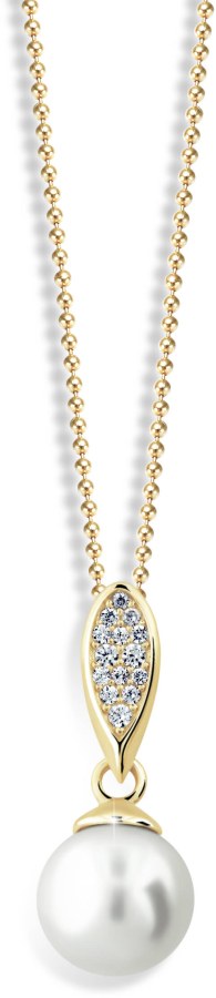 Cutie Jewellery Luxusní přívěsek ze žlutého zlata s pravou perlou a zirkony Z6304-3152-40-10-X-1 - Přívěsky a korálky