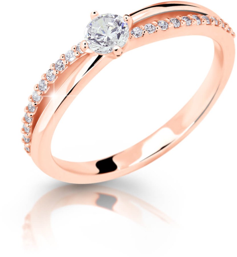 Cutie Jewellery Něžný třpytivý prsten z růžového zlata Z6728–2837-10-X-4 50 mm - Prsteny Prsteny s kamínkem