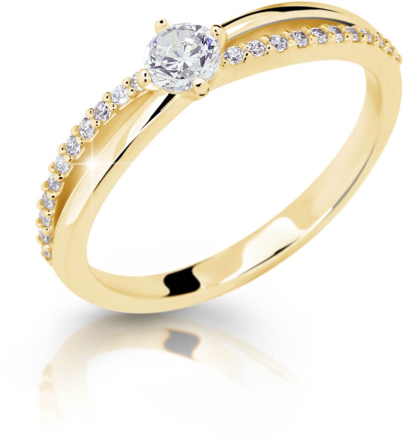 Cutie Jewellery Něžný třpytivý prsten ze žlutého zlata Z6728–2837-10-X-1 49 mm - Prsteny Prsteny s kamínkem