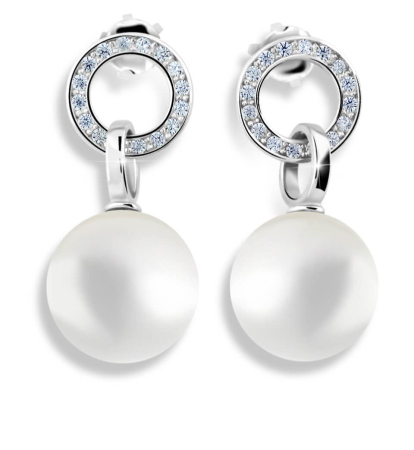 Cutie Jewellery Půvabné perlové náušnice z bílého zlata se zirkony Z6411-3123-10-X-2 - Náušnice Visací náušnice