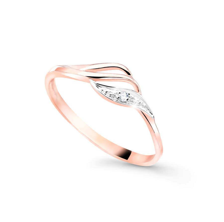 Cutie Jewellery Půvabný prsten z růžového zlata se zirkony Z8023–10-X-4 48 mm - Prsteny Prsteny s kamínkem