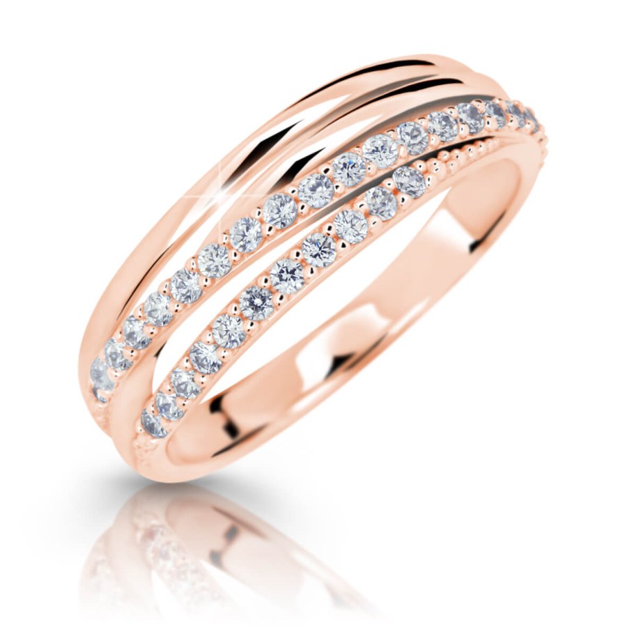 Cutie Jewellery Třpytivý prsten z růžového zlata Z6716-3352-10-X-4 48 mm - Prsteny Prsteny s kamínkem