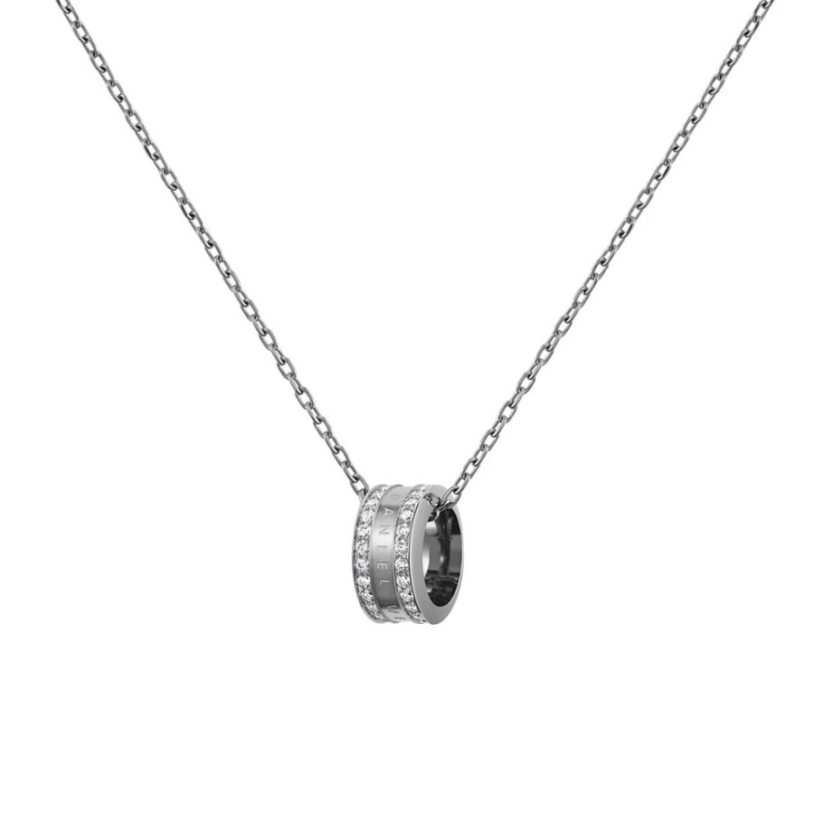 Daniel Wellington Třpytivý ocelový náhrdelník s kruhovým přívěskem Elan Lumine DW00400213 - Náhrdelníky