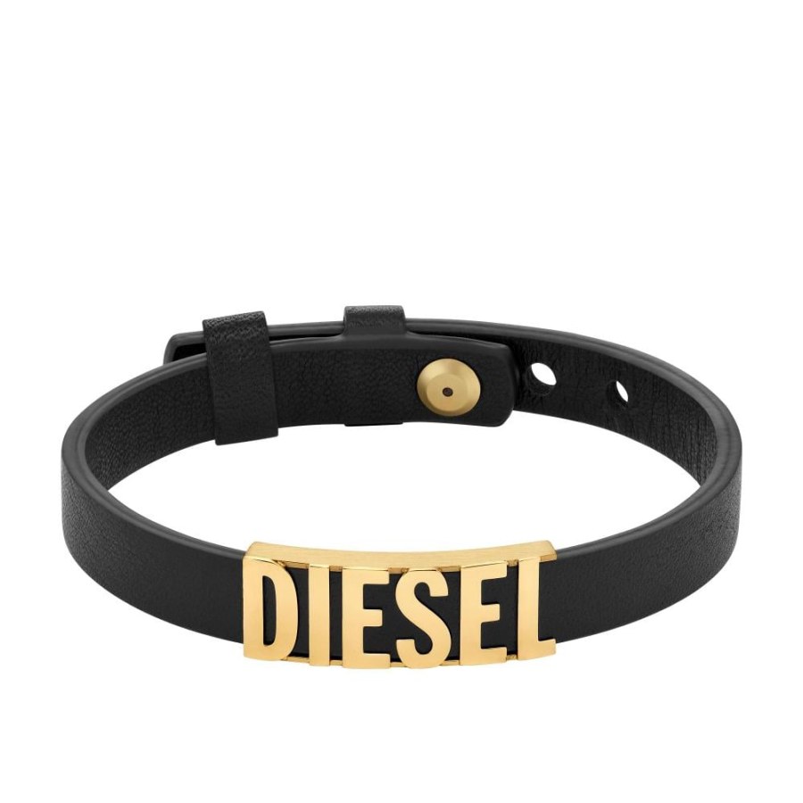 Diesel Černý kožený náramek DX1440710 - Náramky Kožené náramky