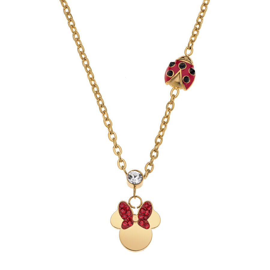 Disney Slušivý pozlacený náhrdelník s přívěsky Minnie Mouse N600605YRRL-157.CS - Náhrdelníky