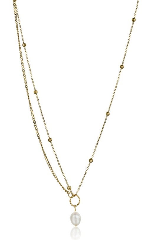 Emily Westwood Pozlacený dvojitý náhrdelník s perlou Alyssa EWN23080G - Náhrdelníky
