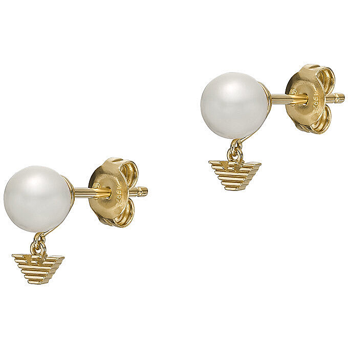 Emporio Armani Elegantní pozlacené náušnice s perlami EG3583710 - Náušnice Visací náušnice