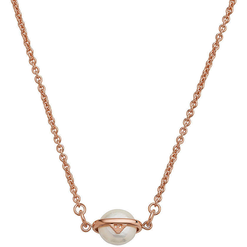 Emporio Armani Stylový bronzový náhrdelník s perlou EG3532221