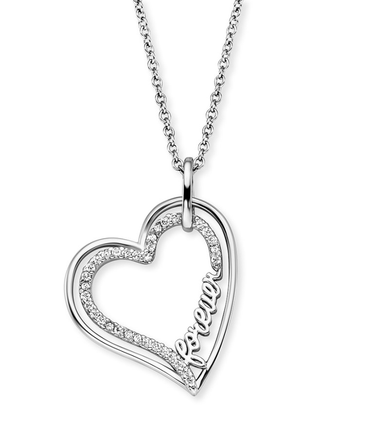 Engelsrufer Romantický stříbrný náhrdelník se srdíčkem ERN-FOREVER-ZI (řetízek, přívěsek) - Náhrdelníky
