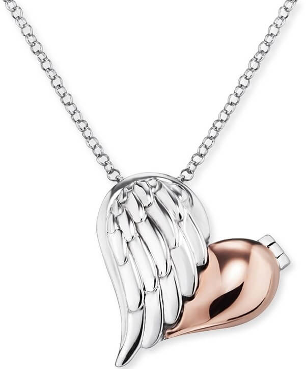 Engelsrufer Stříbrný bicolor náhrdelník Medailonek srdce s křídlem ERN-WITHLOVE-2B - Náhrdelníky