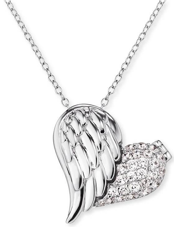 Engelsrufer Stříbrný náhrdelník Medailonek srdce s křídlem a zirkony ERN-WITHLOVE-2Z - Náhrdelníky