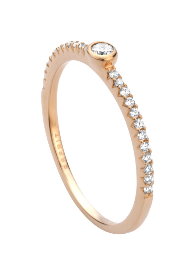Esprit Třpytivý bronzový prsten s krystaly ESRG008311 53 mm - Prsteny Prsteny s kamínkem