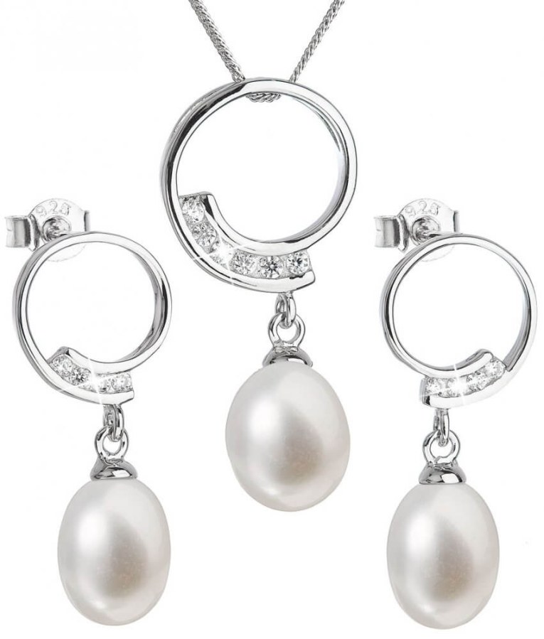 Evolution Group Luxusní stříbrná souprava s pravými perlami Pavona 29030.1 (náušnice, řetízek, přívěsek) - Sety šperků Soupravy šperků