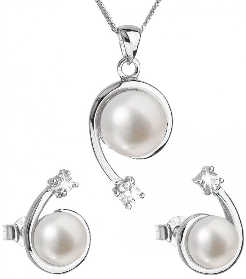 Evolution Group Luxusní stříbrná souprava s pravými perlami Pavona 29031.1 (náušnice, řetízek, přívěsek) - Sety šperků Soupravy šperků