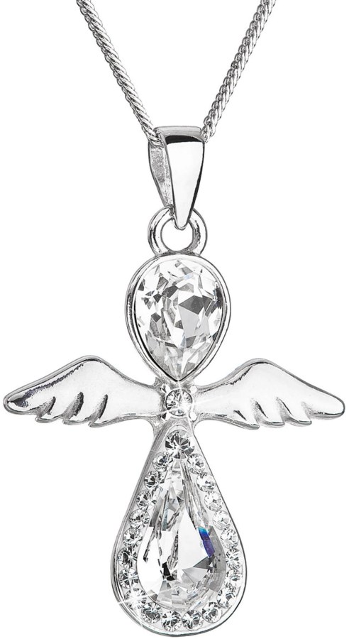 Evolution Group Něžný stříbrný náhrdelník Anděl s krystaly Swarovski 32072.1 (řetízek, přívěsek) - Náhrdelníky