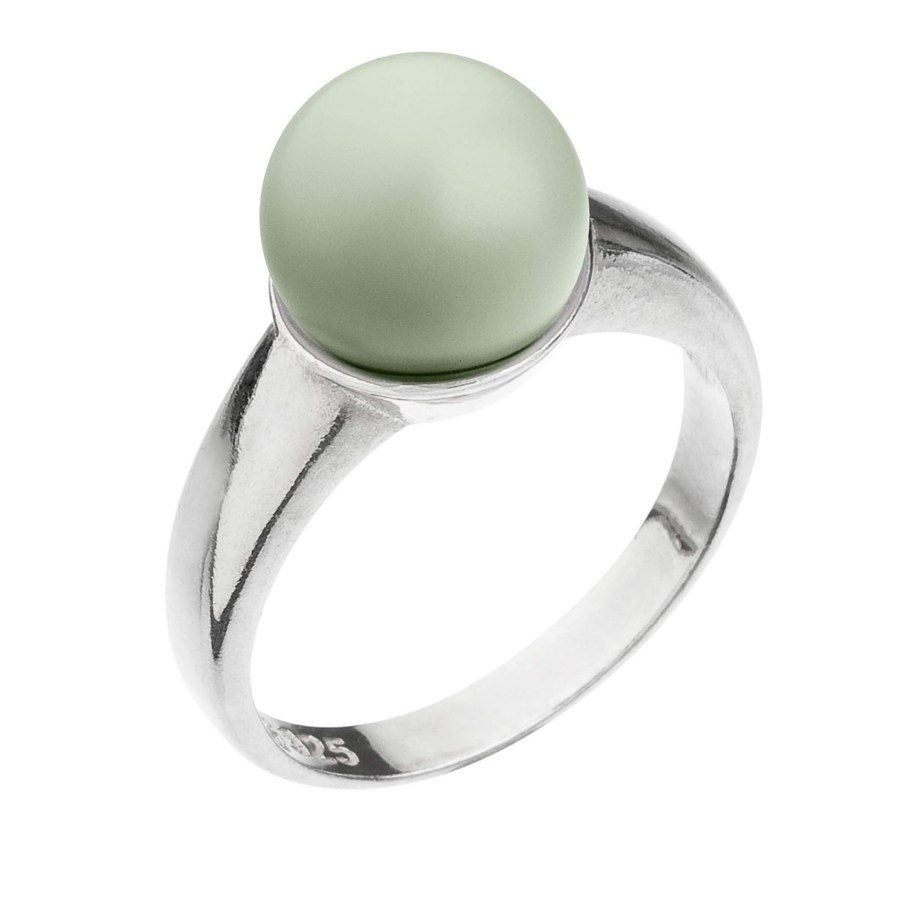 Evolution Group Slušivý stříbrný prsten s perlou Swarovski 35022.3 52 mm