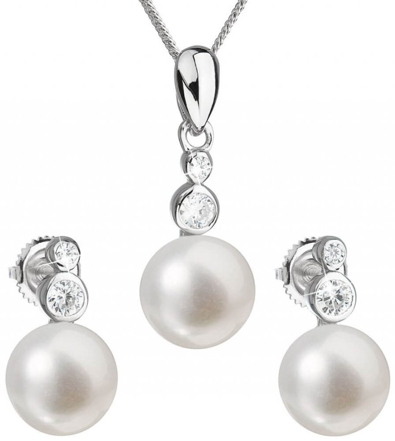 Evolution Group Souprava stříbrných šperků s pravými perlami Pavona 29035.1 (náušnice, řetízek, přívěsek) - Sety šperků Soupravy šperků