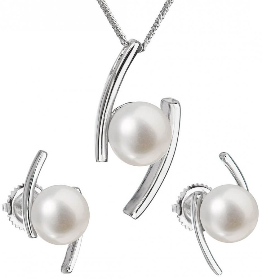 Evolution Group Souprava stříbrných šperků s pravými perlami Pavona 29039.1 (náušnice, řetízek, přívěsek) - Sety šperků Soupravy šperků