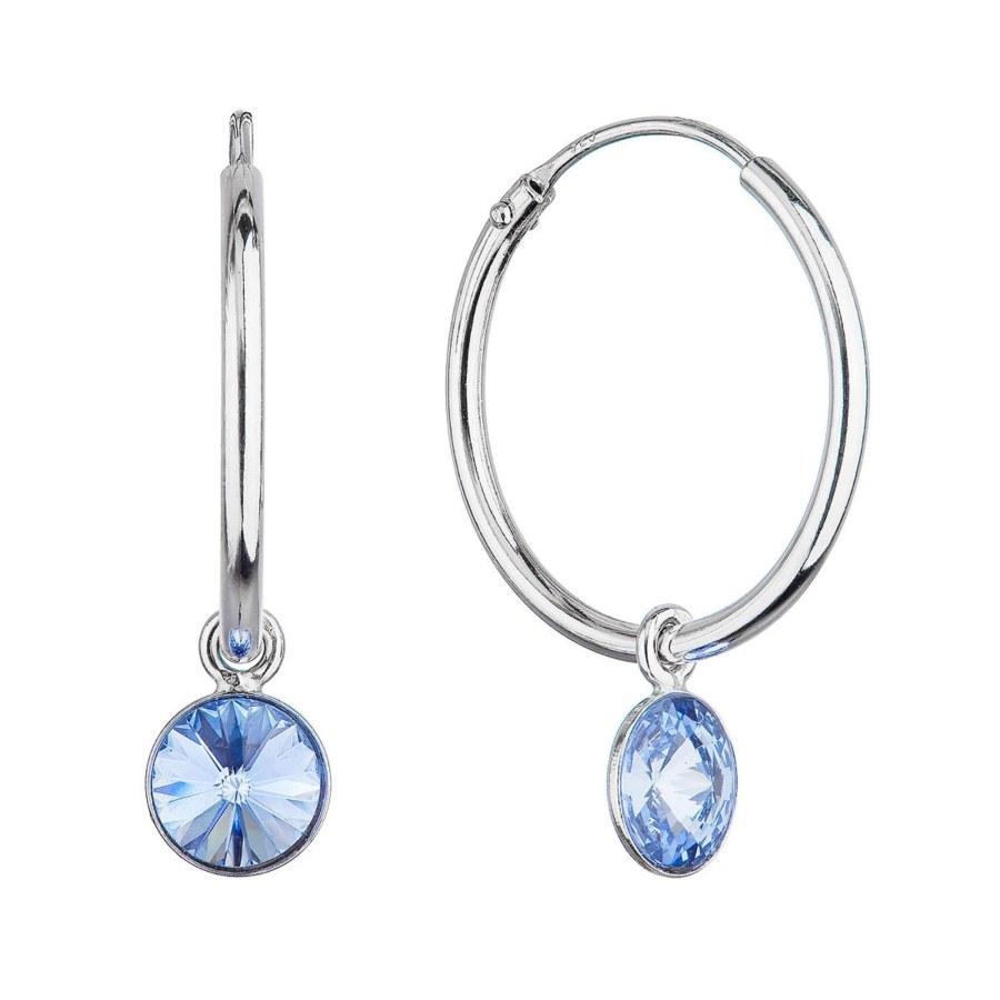 Evolution Group Stříbrné kruhové náušnice s modrými krystaly Swarovski 2v1 31309.3 - Náušnice Kruhy
