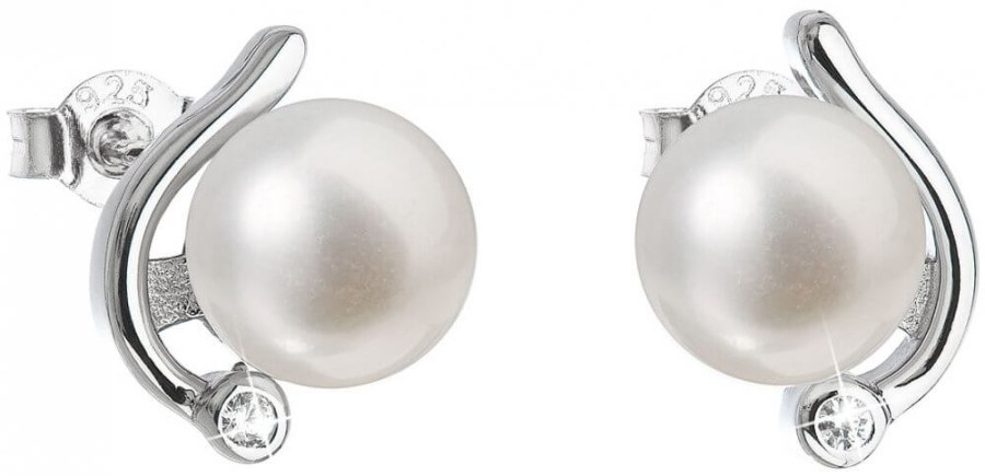 Evolution Group Stříbrné náušnice pecky s pravými perlami Pavona 21038.1
