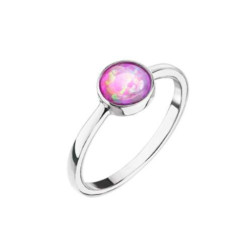 Evolution Group Stříbrný prsten s růžovým opálem 15001.3 pink 54 mm - Prsteny Prsteny s kamínkem