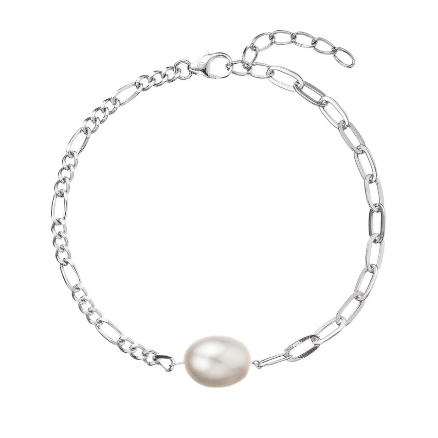 Evolution Group Stylový stříbrný náramek s pravou perlou 23026.1 - Náramky Perlové náramky