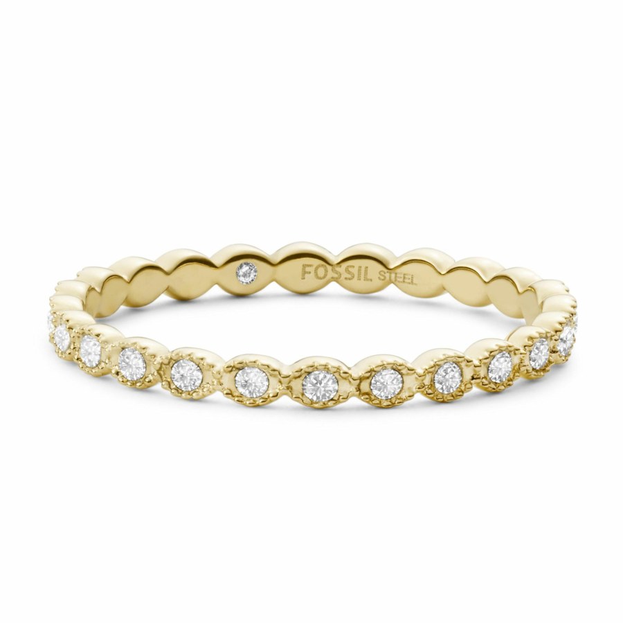 Fossil Elegantní pozlacený prsten s krystaly Vintage Twist JF03749710 57 mm - Prsteny Prsteny s kamínkem