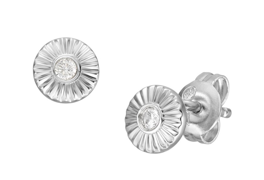 Fossil Elegantní stříbrné náušnice s krystalem Circle JFS00617040 - Náušnice Pecky