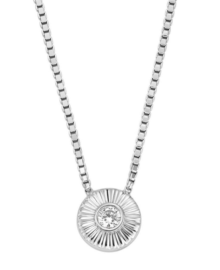 Fossil Elegantní stříbrný náhrdelník s krystalem Circle JFS00618040