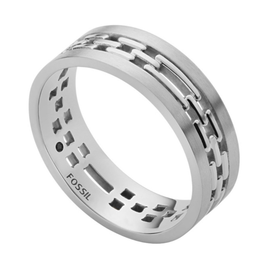Fossil Moderní pánský prsten z oceli JF04212040 59 mm - Prsteny Prsteny bez kamínku