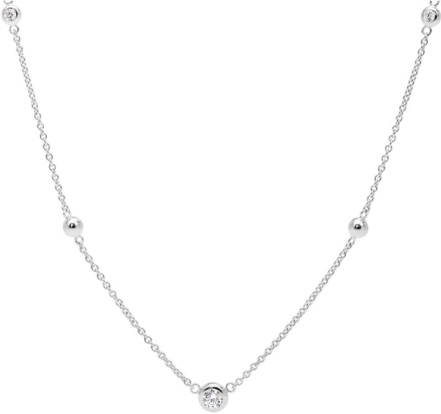 Fossil Stříbrný náhrdelník s krystaly JFS00453040 - Náhrdelníky