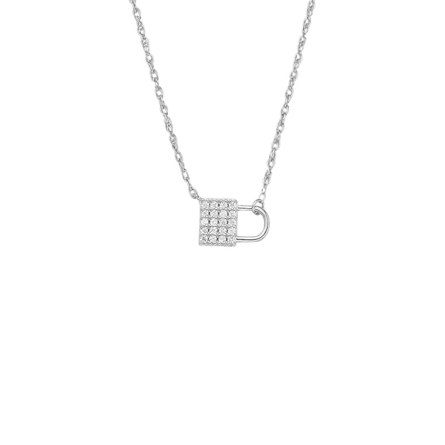 Fossil Výjimečný stříbrný náhrdelník se zirkony JFS00624040 (řetízek, přívěsek) - Náhrdelníky