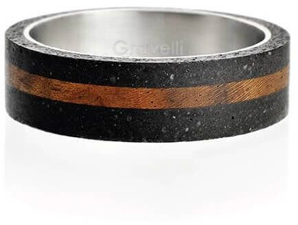 Gravelli Betonový prsten antracitový Simple Wood GJRUWOA001 60 mm - Prsteny Prsteny bez kamínku
