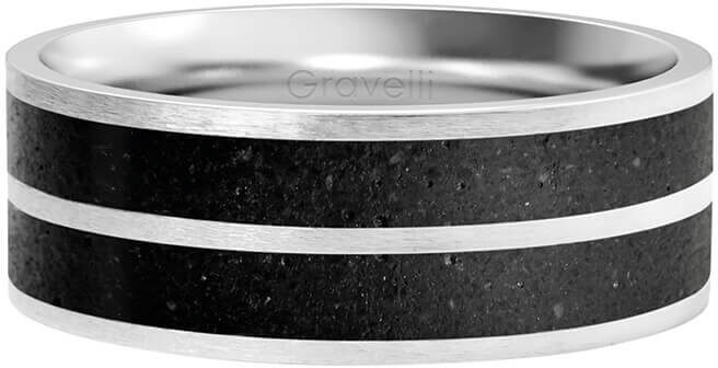 Gravelli Betonový prsten Fusion Double line ocelová/antracitová GJRWSSA112 50 mm - Prsteny Prsteny bez kamínku