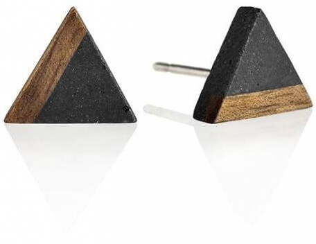 Gravelli Peckové náušnice z betonu a dřeva Triangle Wood GJEWWOA003UN - Náušnice Pecky