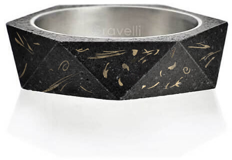 Gravelli Stylový betonový prsten Cubist Fragments Edition zlatá/antracitová GJRUFBA005 47 mm - Prsteny Prsteny bez kamínku