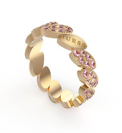 Guess Blyštivý pozlacený prsten s kubickými zirkony UBR01338-G 54 mm - Prsteny Prsteny s kamínkem