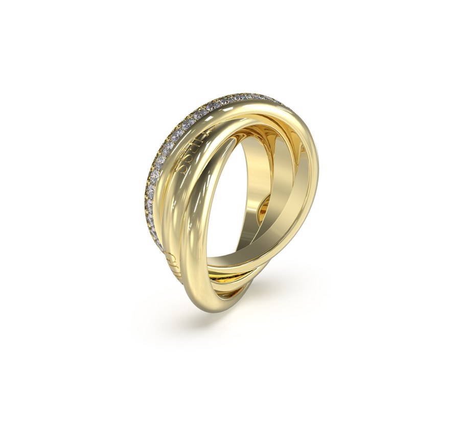 Guess Módní pozlacený prsten se zirkony Perfect JUBR04067JWYG 54 mm - Prsteny Prsteny s kamínkem