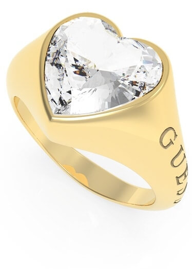 Guess Romantický pozlacený prsten s třpytivým srdcem UBR70004 56 mm - Prsteny Prsteny s kamínkem