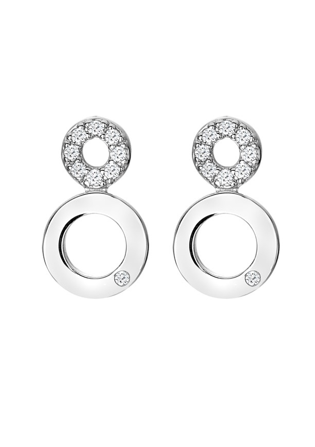 Hot Diamonds Elegantní stříbrné náušnice s diamanty a topazy Balance DE720 - Náušnice Visací náušnice
